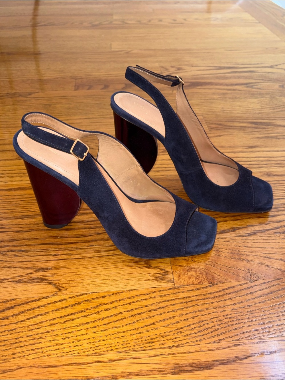 Dries Van Noten Blue Suede Purple Heel Slingback